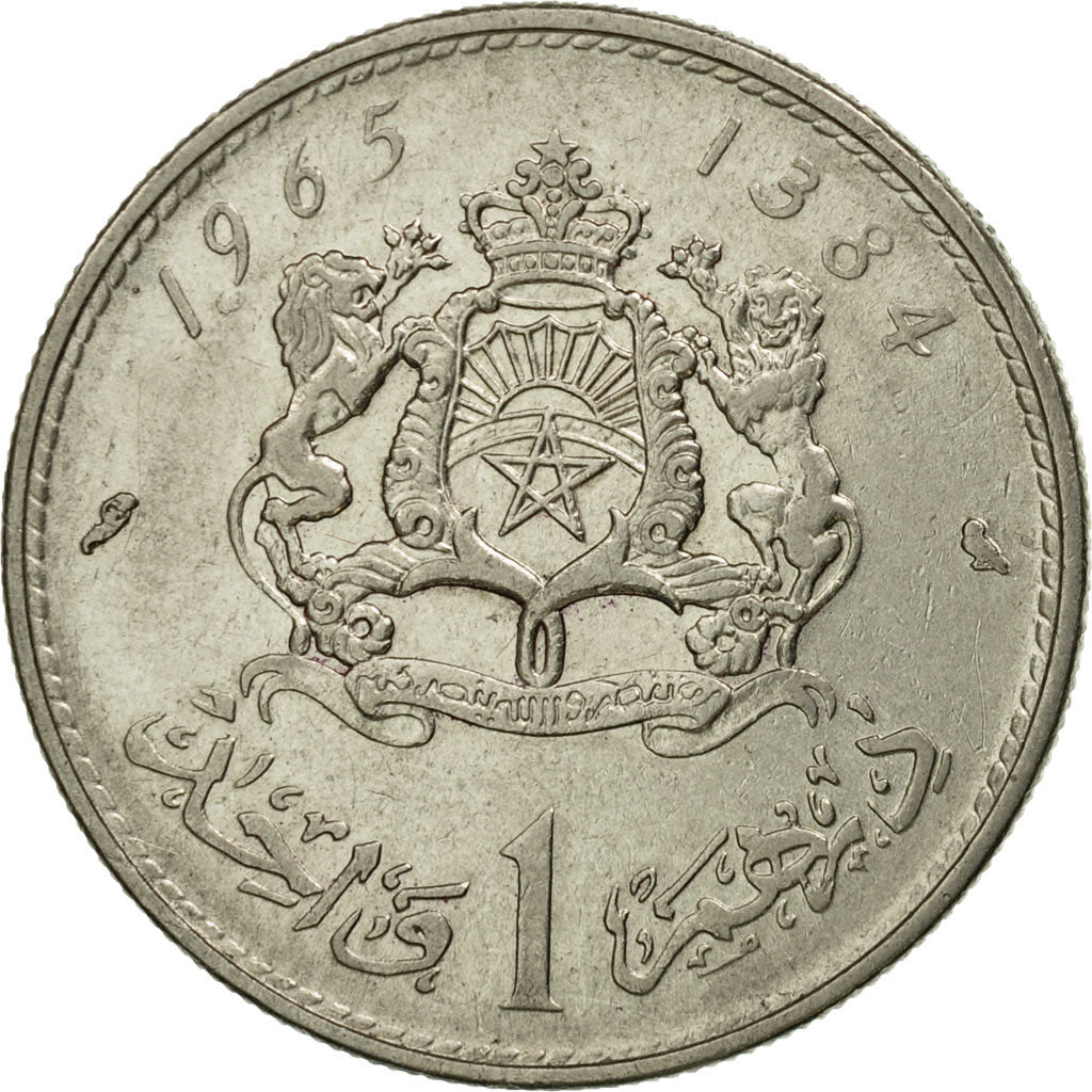 Coin, Morocco, al-Hassan II, Dirham, 1965, Paris, VF(30-35), Nickel, KM:56