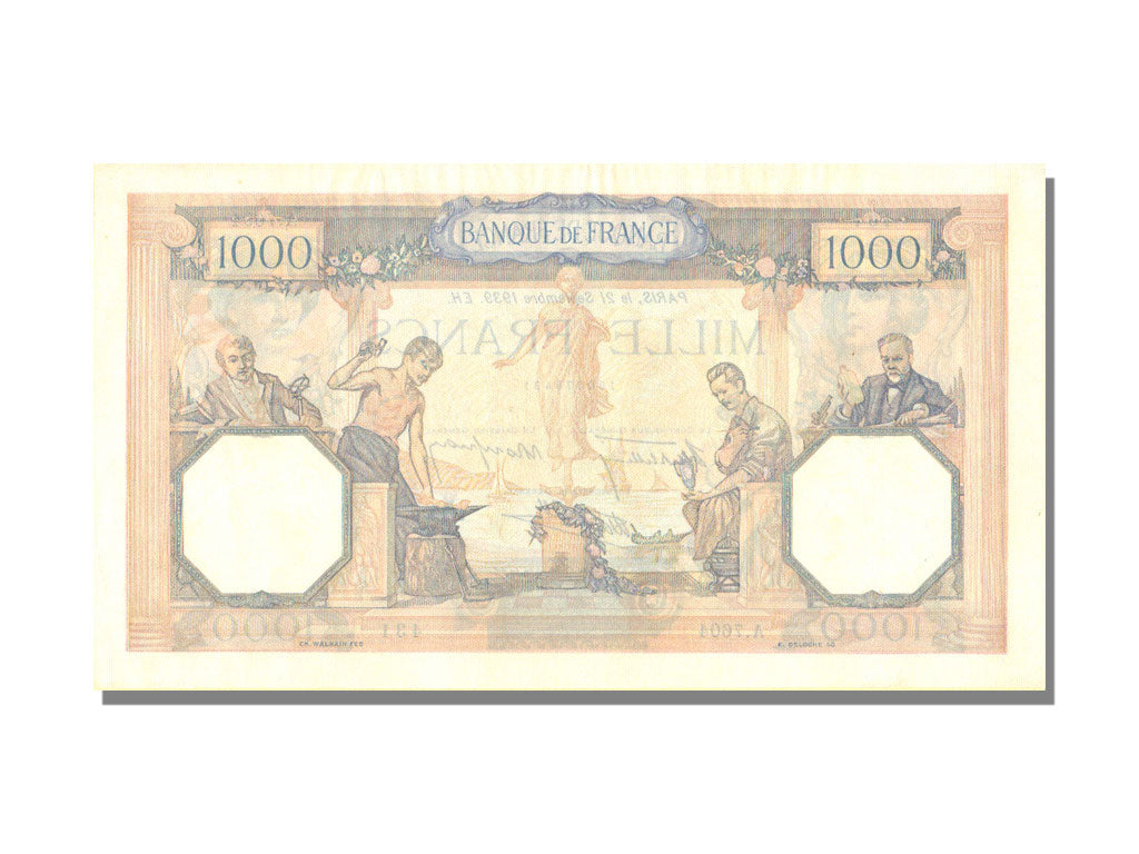 FRANCE, 1000 Francs, 1939, KM #88c, 1939-09-21, AU(55-58), Fayette #38.37