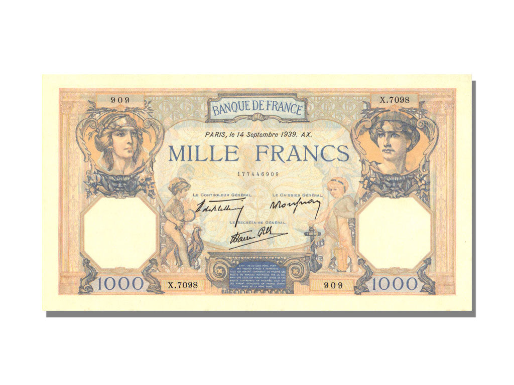 France, 500 Francs, 1 000 F 1927-1940 ''Cérès et Mercure'', 1939, KM #88c, 1...