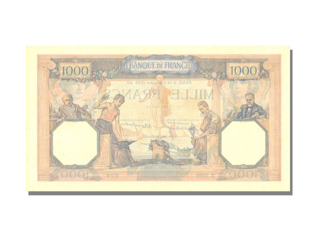 France, 500 Francs, 1 000 F 1927-1940 ''Cérès et Mercure'', 1939, KM #88c, 1...