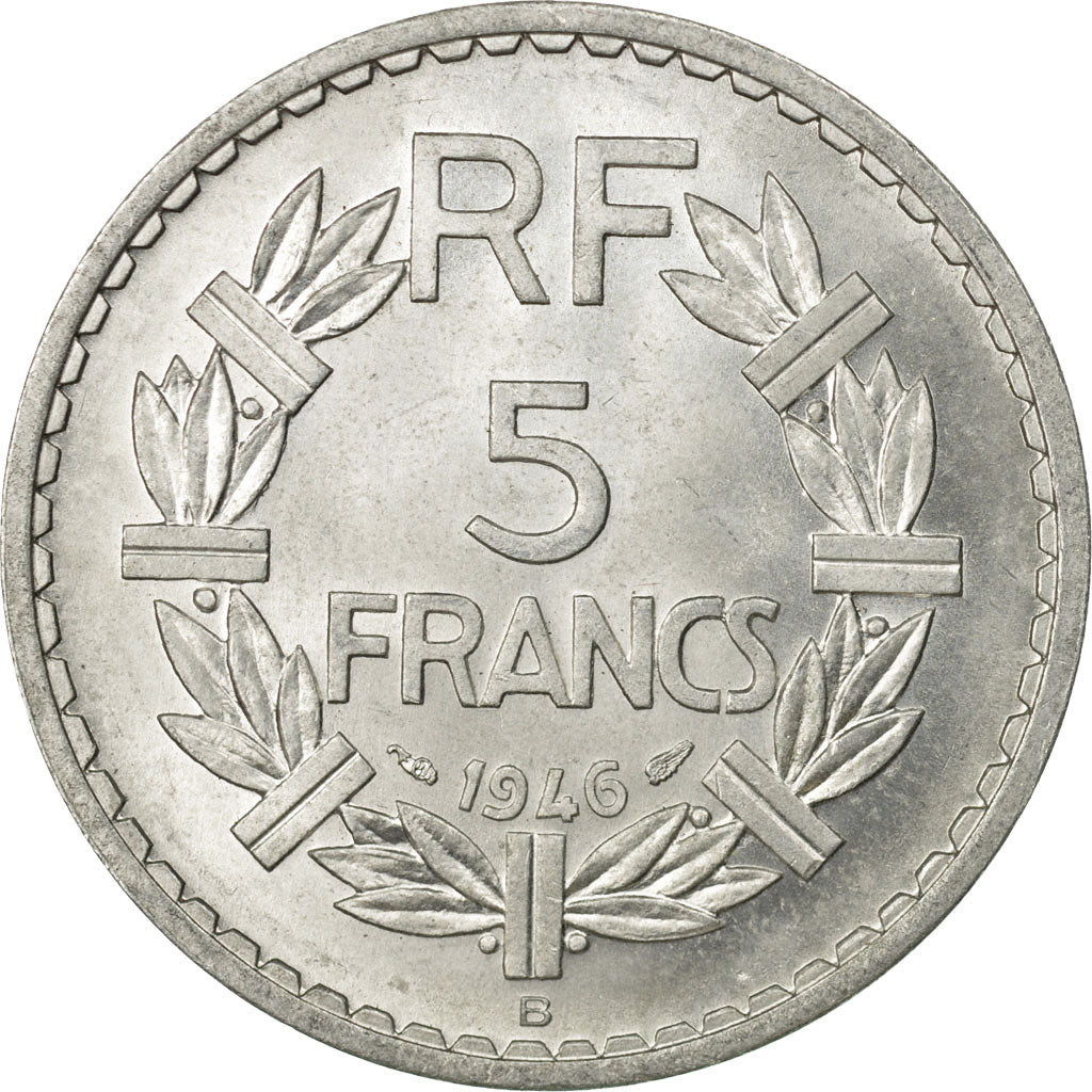 Moneta, Francia, Lavrillier, 5 Francs, 1946, Beaumont - Le Roger, BB+