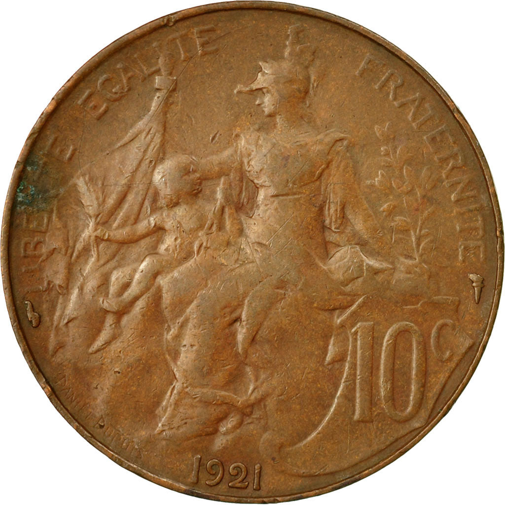 Münze, Frankreich, Dupuis, 10 Centimes, 1921, Paris, S+, Bronze, KM:843, Le