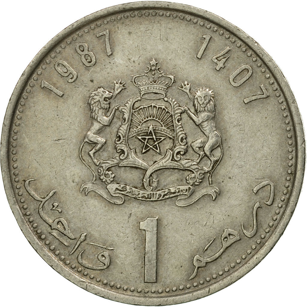 Coin, Morocco, al-Hassan II, Dirham, 1987/AH1407, Paris, EF(40-45)