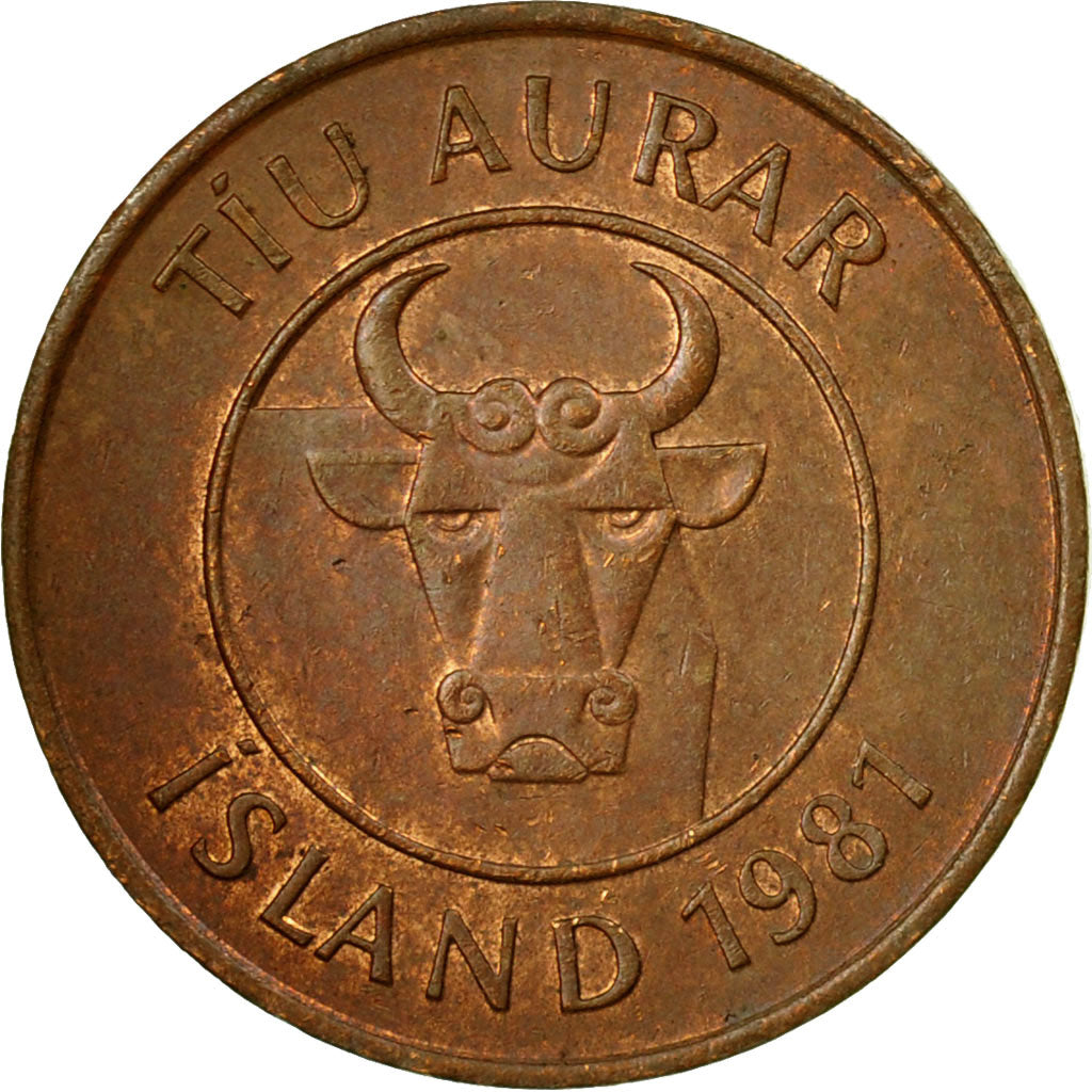 Coin, Iceland, 10 Aurar, 1981, VF(30-35), Bronze, KM:25