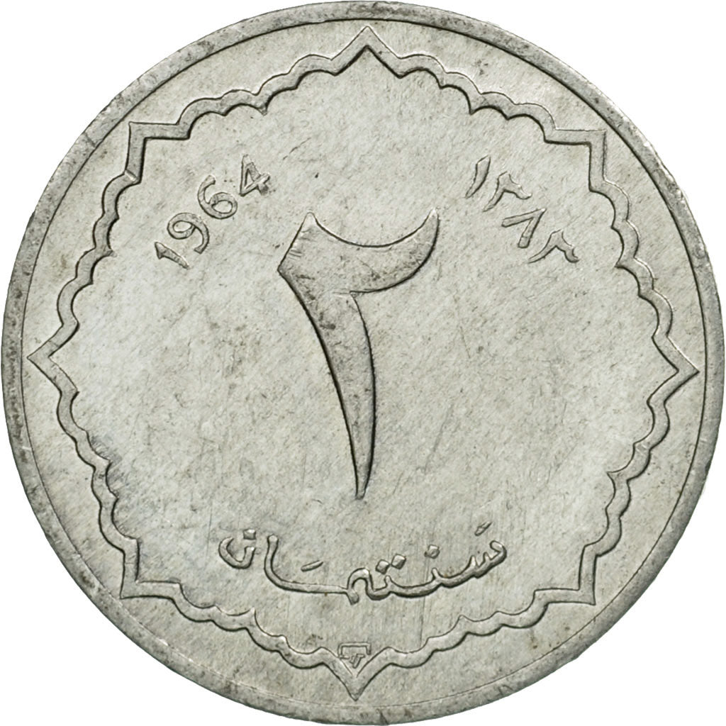 Coin, Algeria, 2 Centimes, 1964/AH1383, Paris, EF(40-45), Aluminum, KM:95