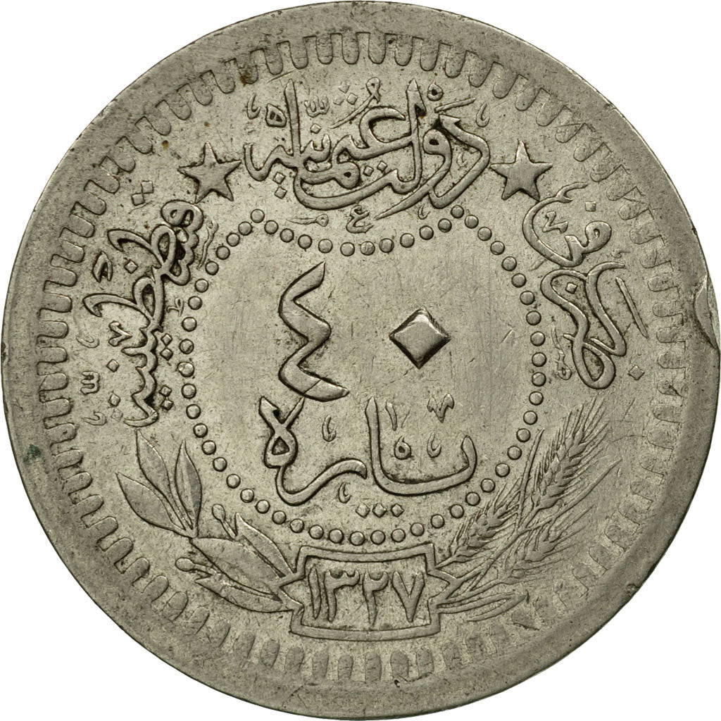 Coin, Turkey, Muhammad V, 40 Para, 1910/AH1327, Qustantiniyah, EF(40-45)