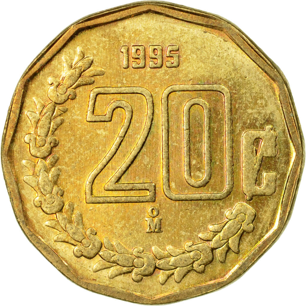 Moneta, Messico, 20 Centavos, 1995, Mexico City, BB, Alluminio-bronzo, KM:548