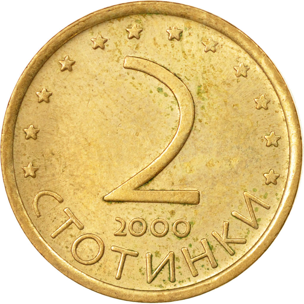 Monnaie, Bulgarie, 2 Stotinki, 2000, TTB, Brass plated steel, KM:238a