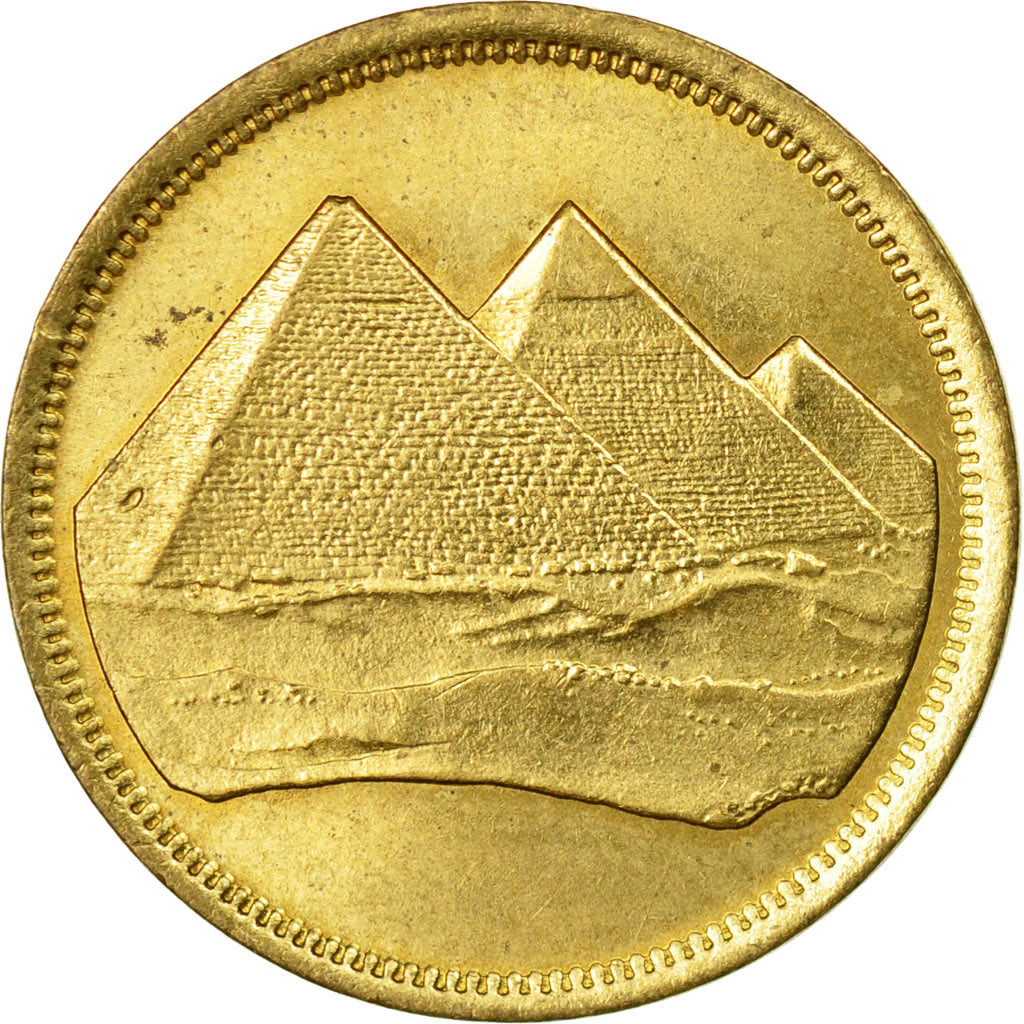 Coin, Egypt, 5 Piastres, 1994/AH1404, EF(40-45), Aluminum-Bronze, KM:555.1