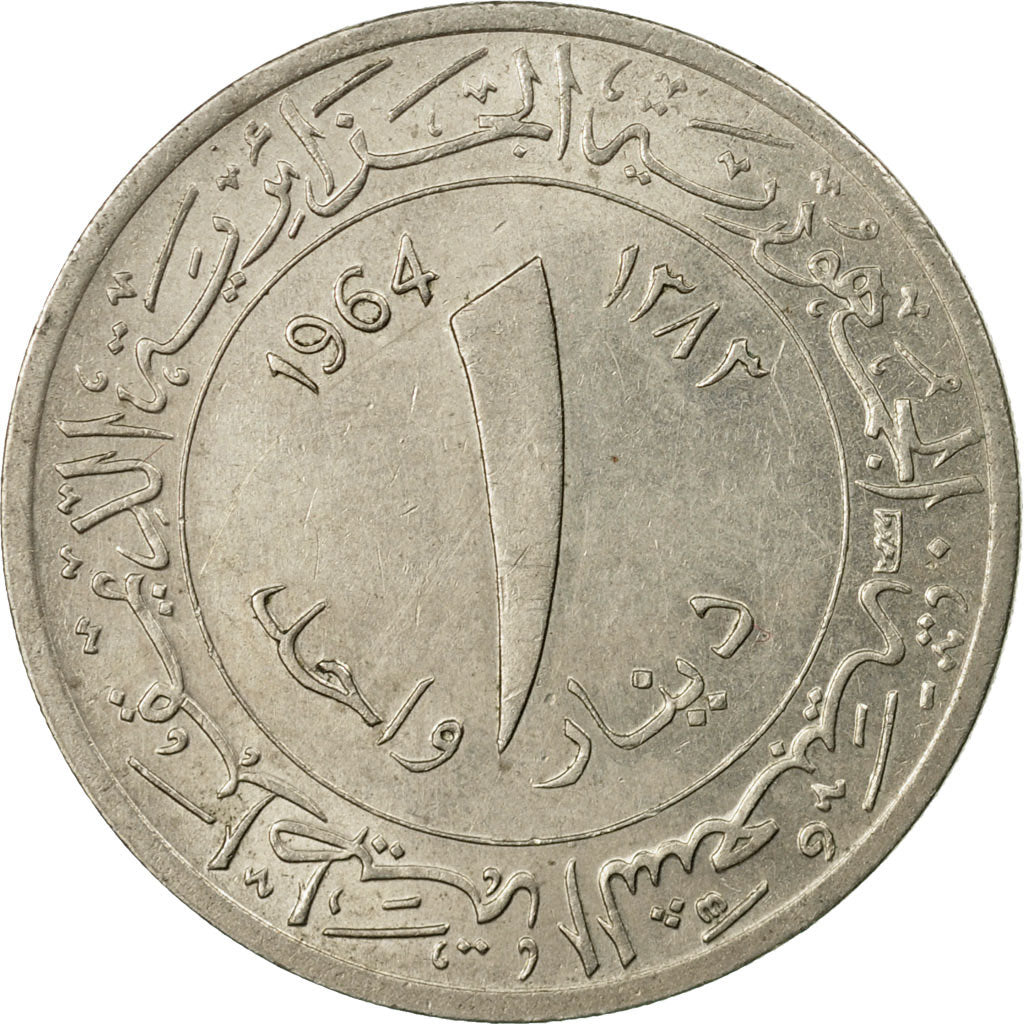 Coin, Algeria, Dinar, 1964, Paris, EF(40-45), Copper-nickel, KM:100