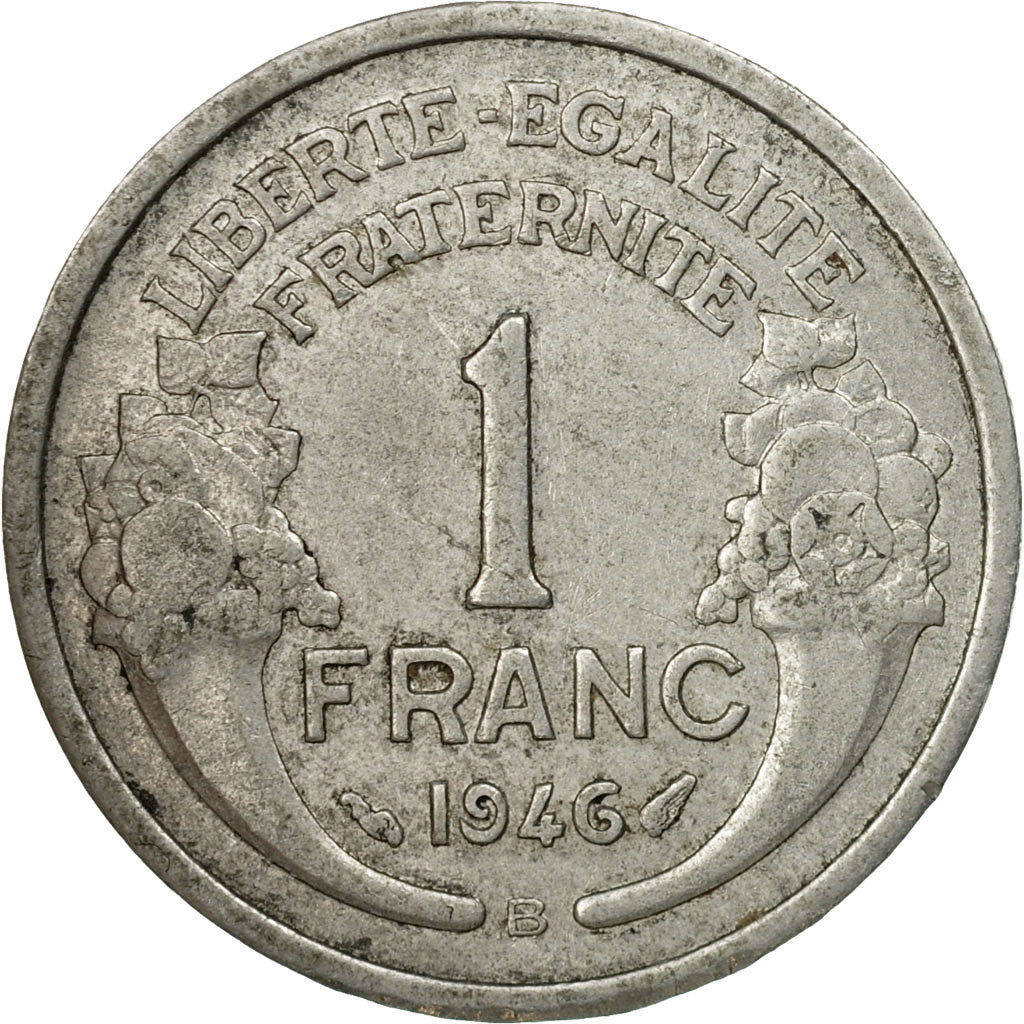 Munten, Frankrijk, Morlon, Franc, 1946, Beaumont - Le Roger, FR+, Aluminium