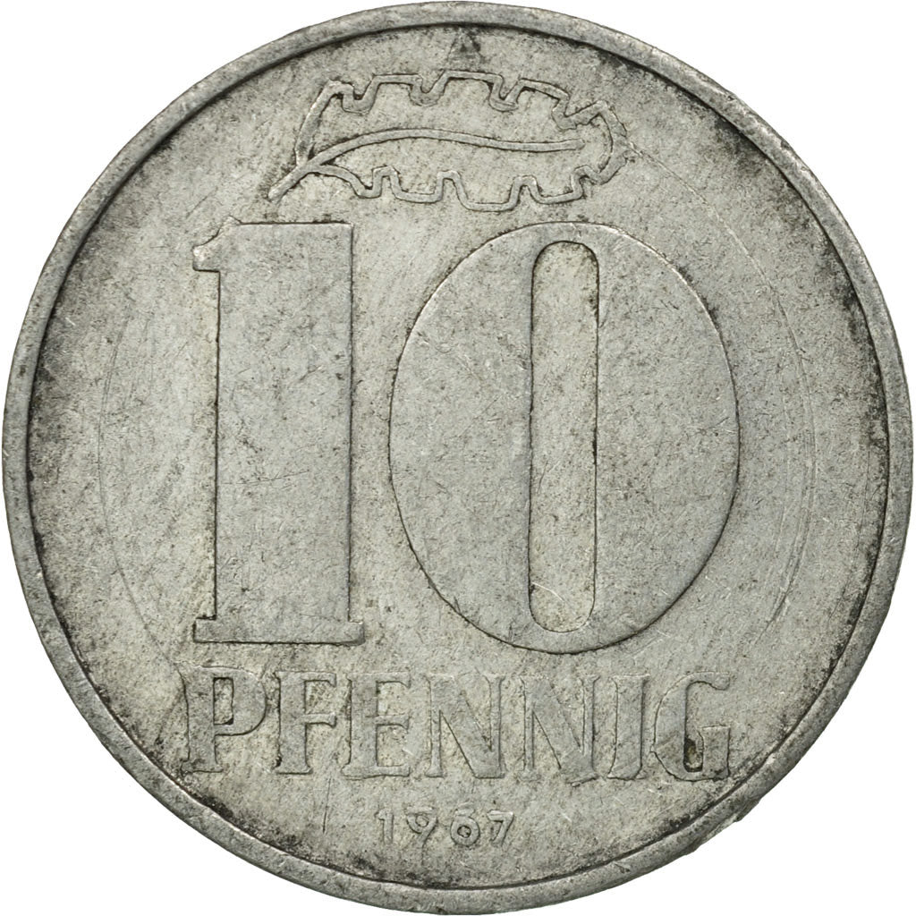 Moneta, REPUBBLICA DEMOCRATICA TEDESCA, 10 Pfennig, 1967, Berlin, MB, Alluminio