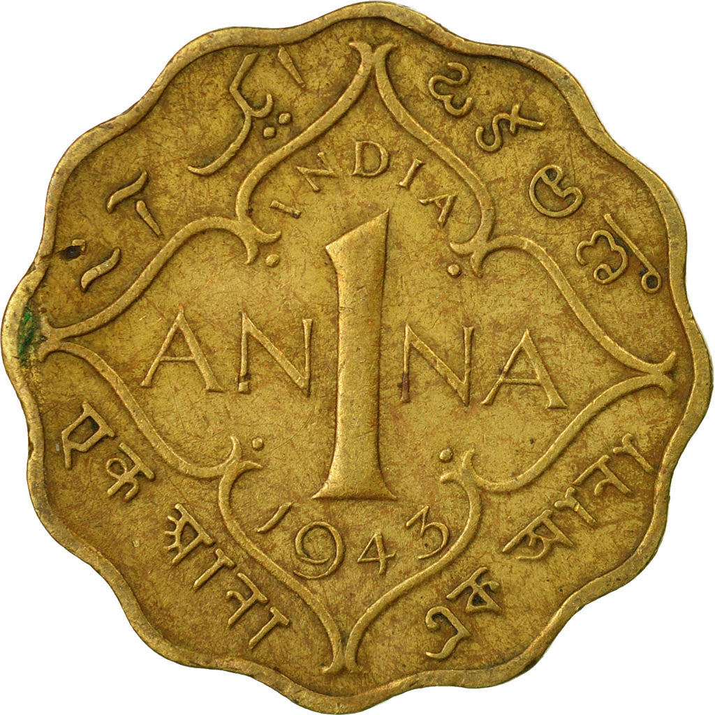Coin, INDIA-BRITISH, George VI, Anna, 1943, EF(40-45), Nickel-brass, KM:537a