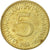 Moneta, Jugosławia, 5 Dinara, 1984, VF(20-25), Mosiądz niklowy, KM:88