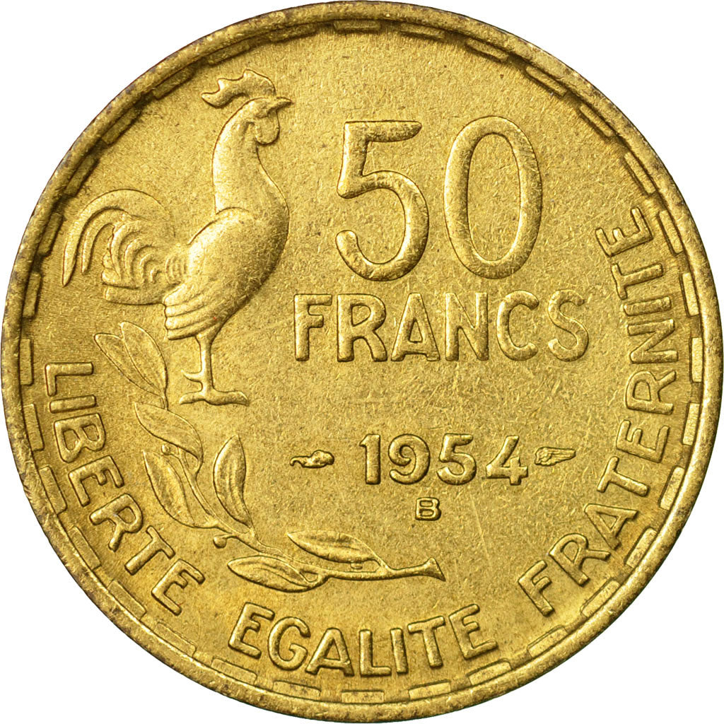 Münze, Frankreich, Guiraud, 50 Francs, 1954, Beaumont - Le Roger, SS+
