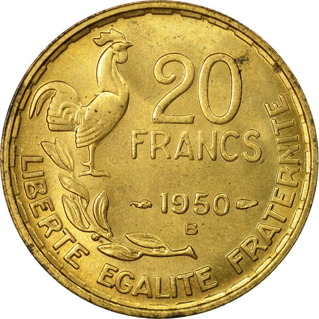Coin, France, Guiraud, 20 Francs, 1950, Beaumont - Le Roger, AU(55-58)