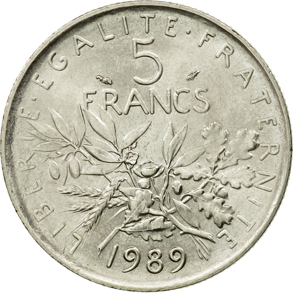 Moneta, Francia, Semeuse, 5 Francs, 1989, Paris, SPL-, Nichel placcato