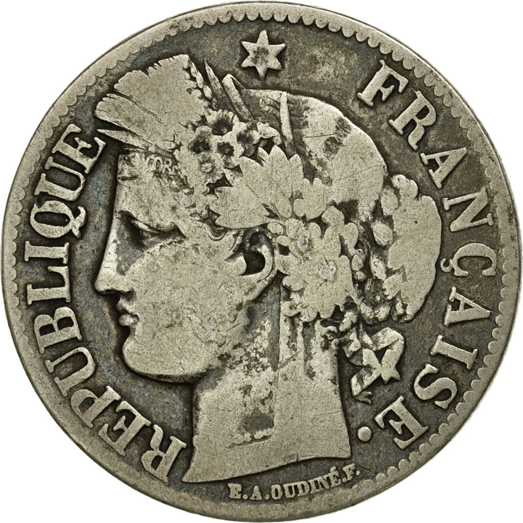 Coin, France, Cérès, 2 Francs, 1871, Paris, VF(30-35), Silver, KM:817.1, Le