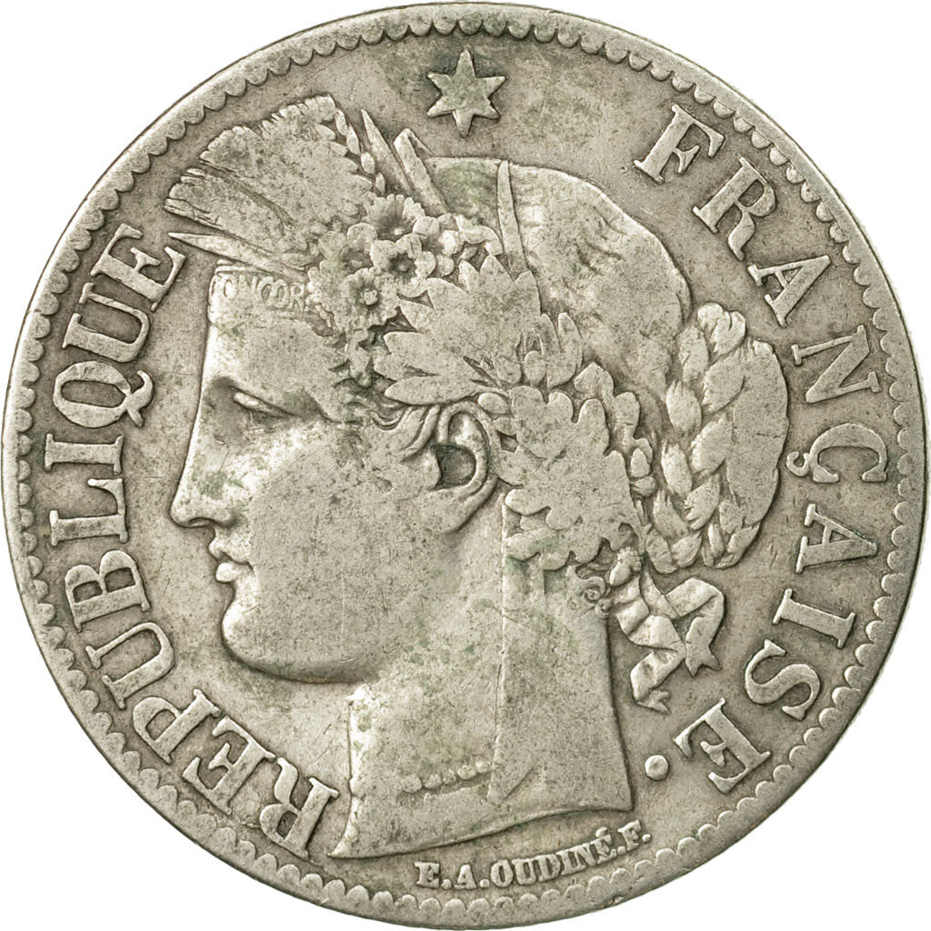 Coin, France, Cérès, 2 Francs, 1871, Paris, VF(30-35), Silver, KM:817.1, Le