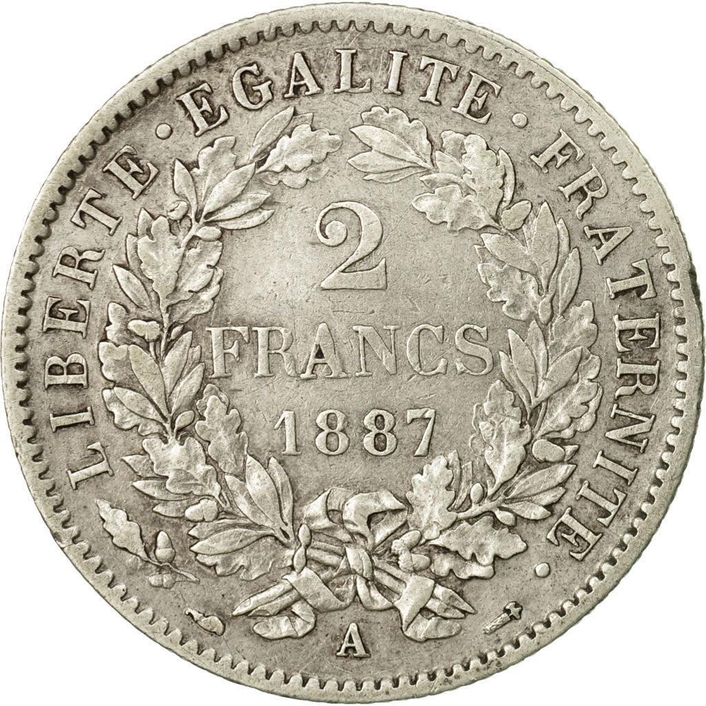 Monnaie, France, Cérès, 2 Francs, 1887, Paris, TTB, Argent, KM:817.1, Le