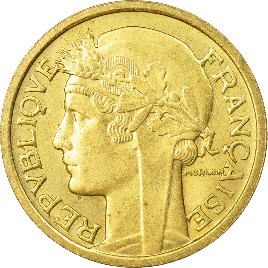 Moneda, Francia, Morlon, 2 Francs, 1935, Paris, EBC, Aluminio - bronce, KM:886