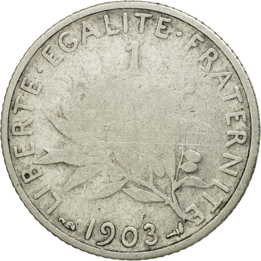 Coin, France, Semeuse, Franc, 1903, Paris, VF(20-25), Silver, KM:844.1, Le