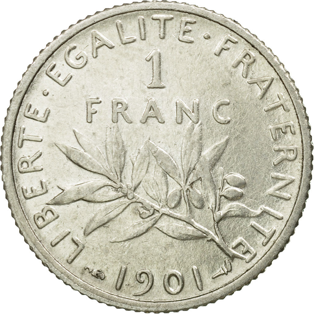 Coin, France, Semeuse, Franc, 1901, Paris, AU(55-58), Silver, KM:844.1, Le