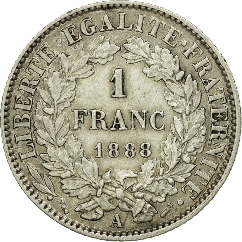 Coin, France, Cérès, Franc, 1888, Paris, EF(40-45), Silver, KM:822.1