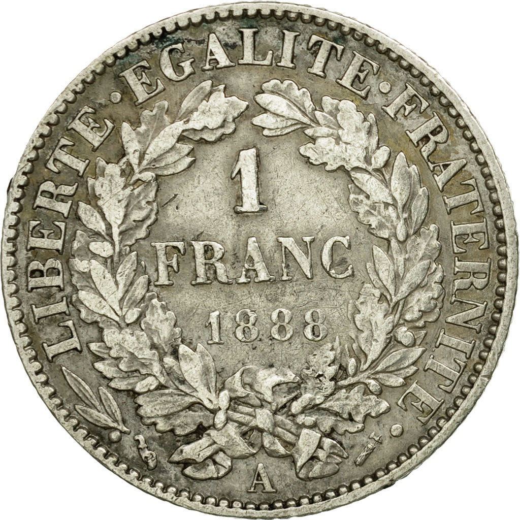 Coin, France, Cérès, Franc, 1888, Paris, AU(50-53), Silver, KM:822.1, Le