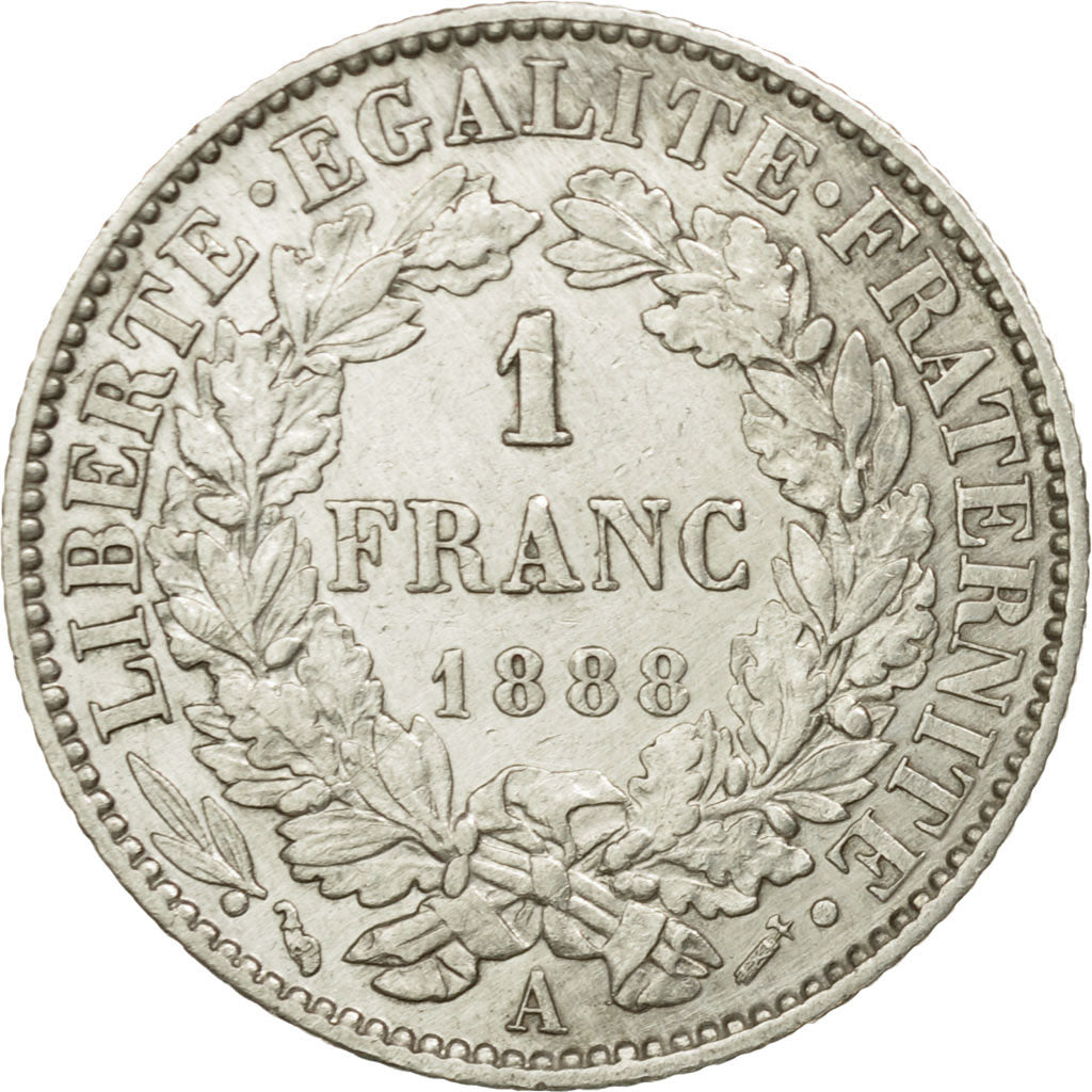 Coin, France, Cérès, Franc, 1888, Paris, MS(60-62), Silver, KM:822.1, Le