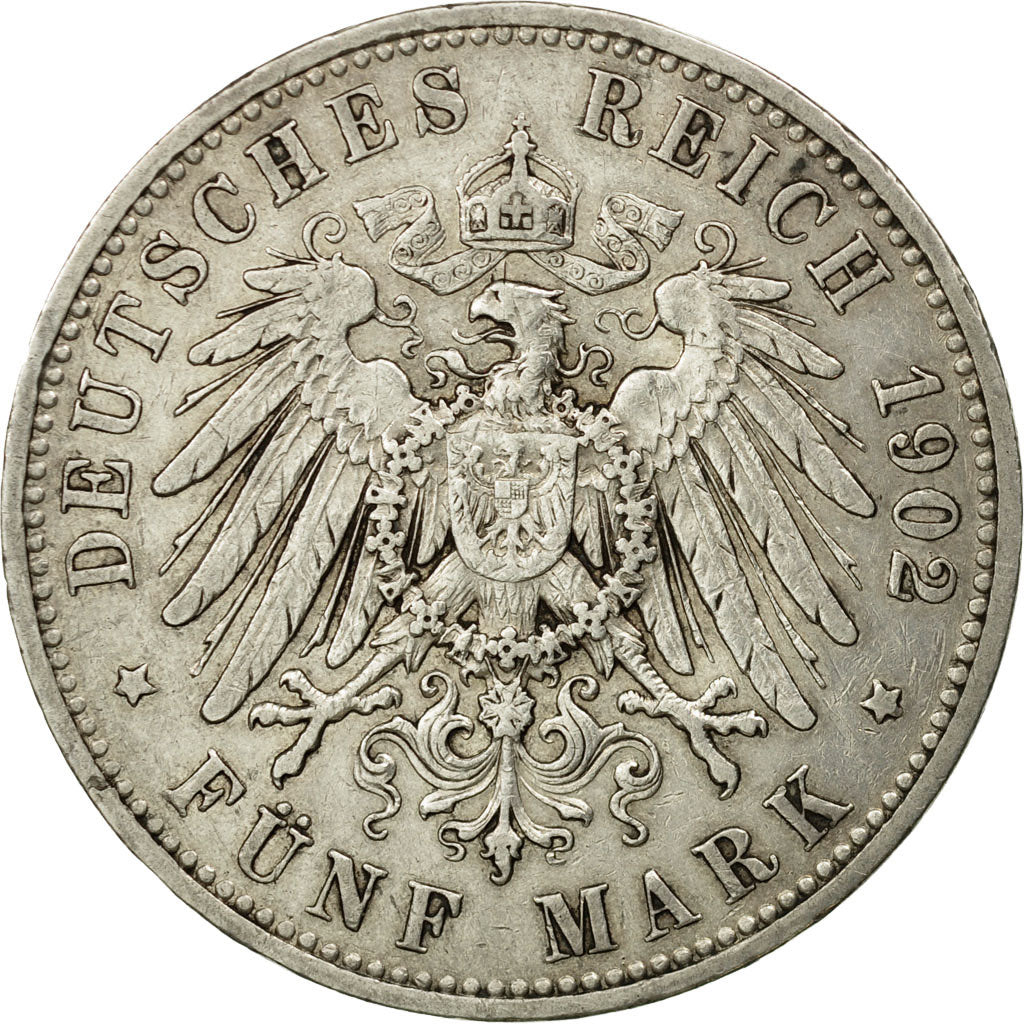 Coin, German States, PRUSSIA, Wilhelm II, 5 Mark, 1902, Berlin, AU(50-53)