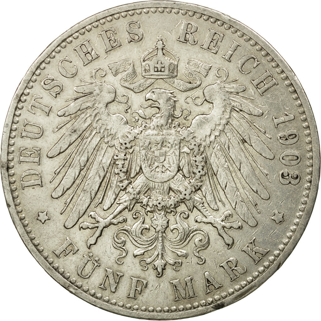 Coin, German States, PRUSSIA, Wilhelm II, 5 Mark, 1903, Berlin, EF(40-45)