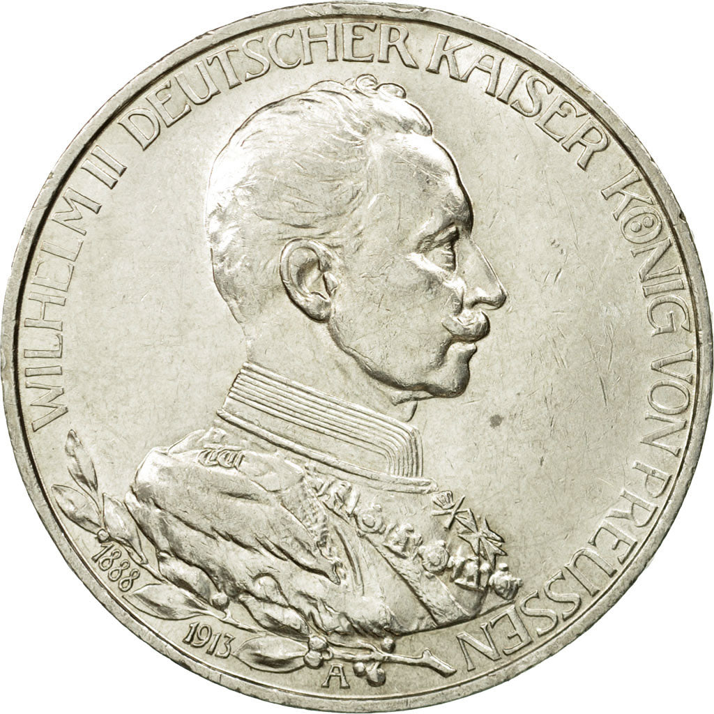 Coin, German States, PRUSSIA, Wilhelm II, 3 Mark, 1913, Berlin, EF(40-45)