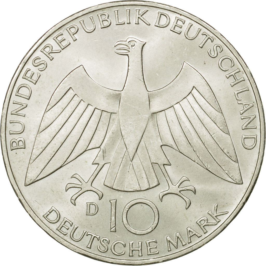 Moneta, Niemcy - RFN, 10 Mark, 1972, Munich, MS(60-62), Srebro, KM:131