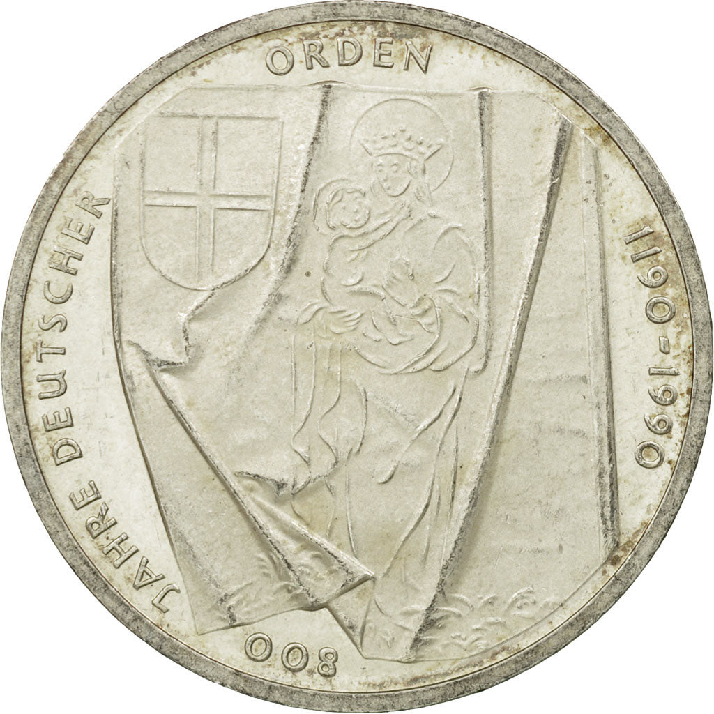 Moneta, Niemcy - RFN, 10 Mark, 1990, Hamburg, Germany, AU(55-58), Srebro, KM:176
