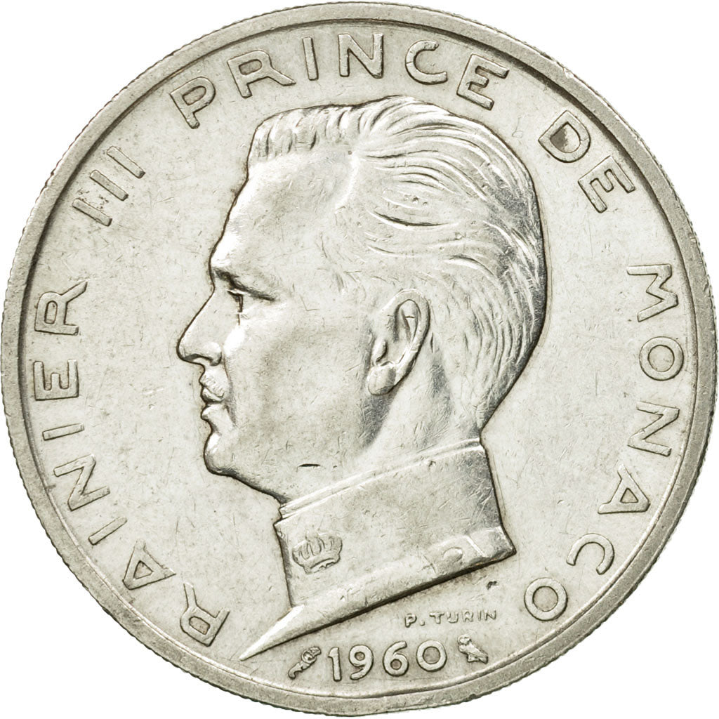 Coin, Monaco, Rainier III, 5 Francs, 1960, AU(55-58), Silver, KM:141