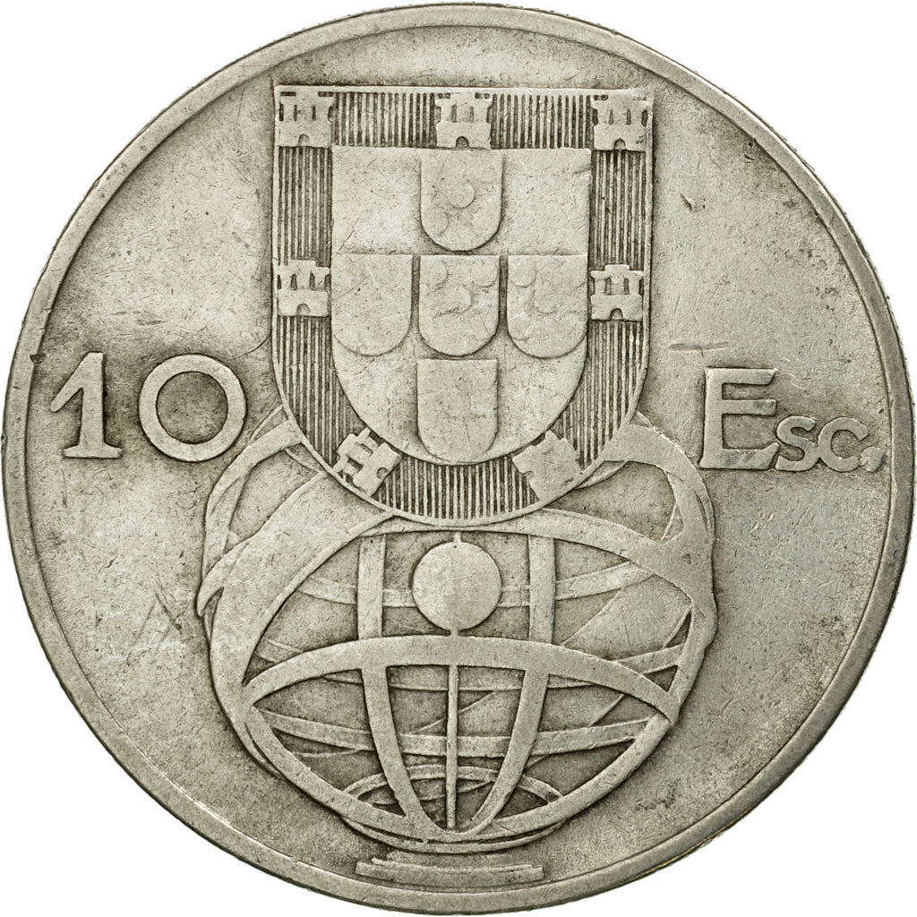 Coin, Portugal, 10 Escudos, 1954, VF(30-35), Silver, KM:586