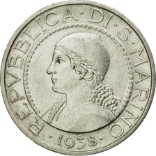 Coin, San Marino, 5 Lire, 1938, Rome, AU(55-58), Silver, KM:9
