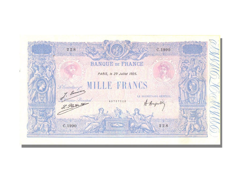 Banknote, France, 1000 Francs, 1 000 F 1889-1926 ''Bleu et Rose'', 1925