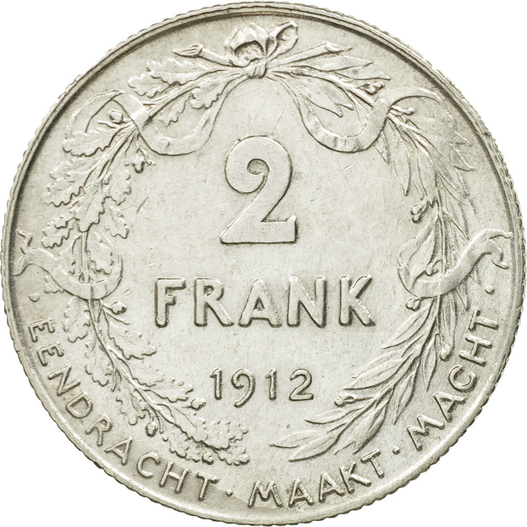 Coin, Belgium, 2 Francs, 2 Frank, 1912, AU(55-58), Silver, KM:75