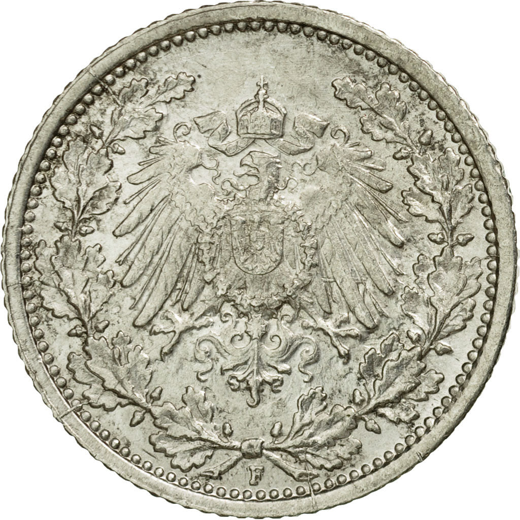 Moneta, GERMANIA - IMPERO, 1/2 Mark, 1918, Stuttgart, SPL-, Argento, KM:17