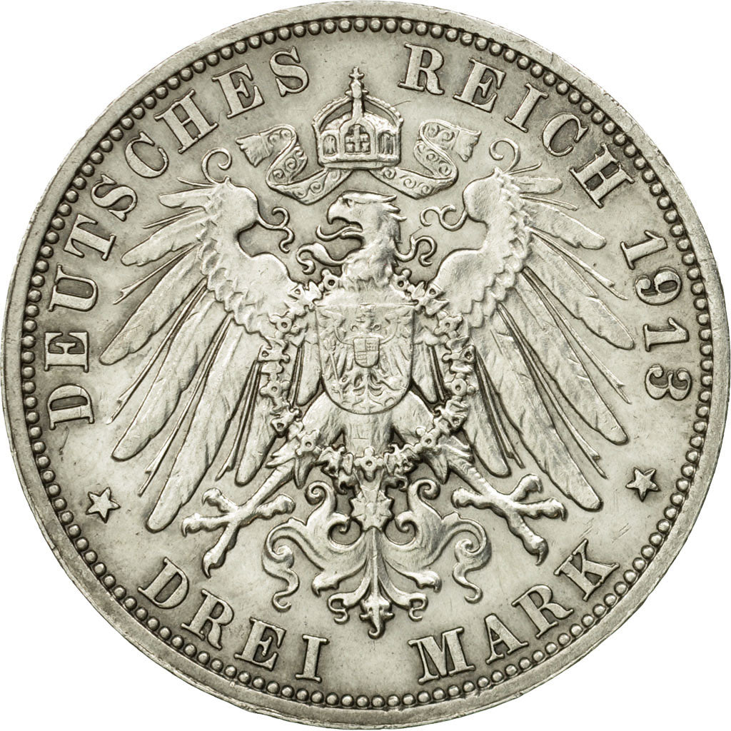 Coin, German States, SAXONY-ALBERTINE, Friedrich August III, 3 Mark, 1913