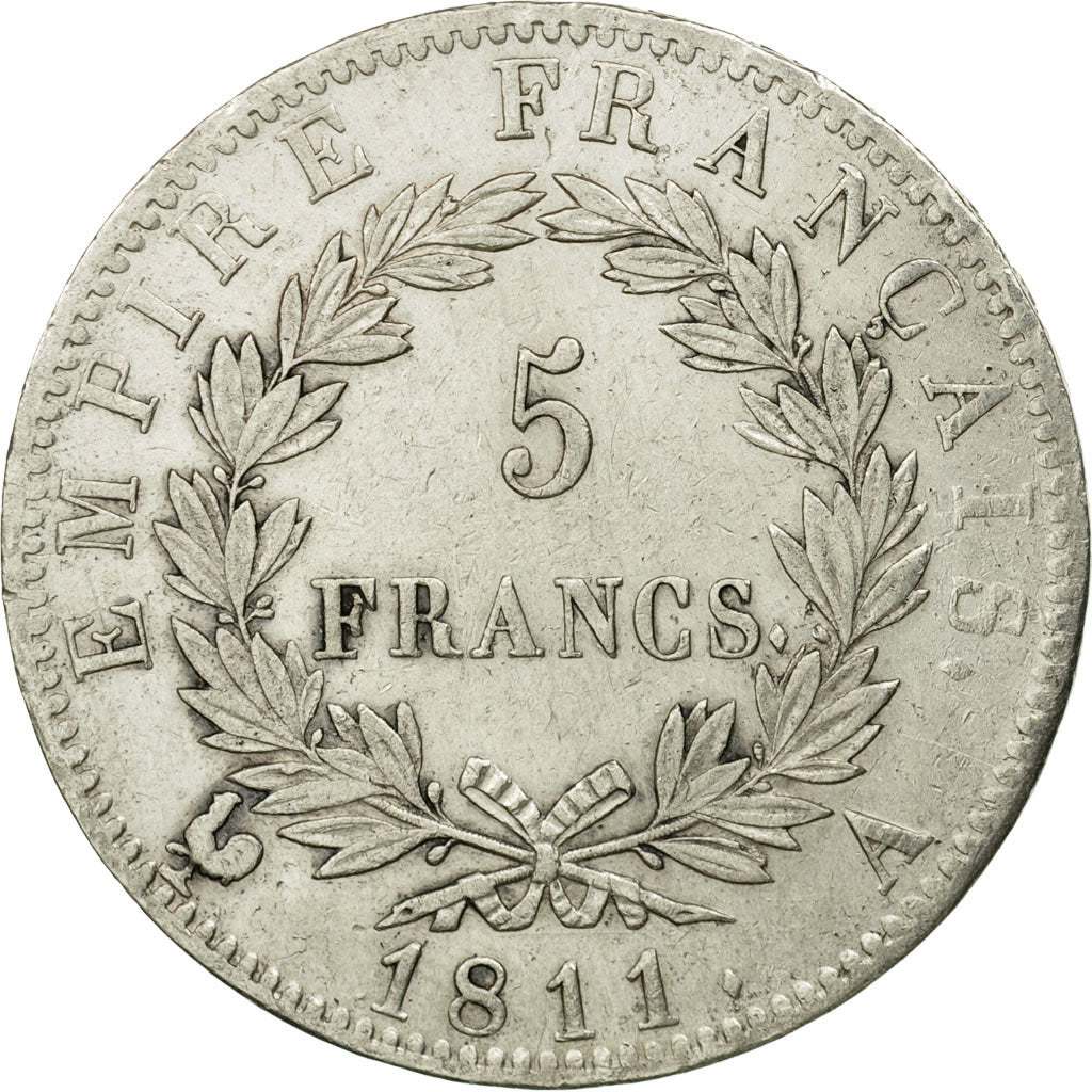 Coin, France, Napoléon I, 5 Francs, 1811, Paris, AU(50-53), Silver, KM:694.1