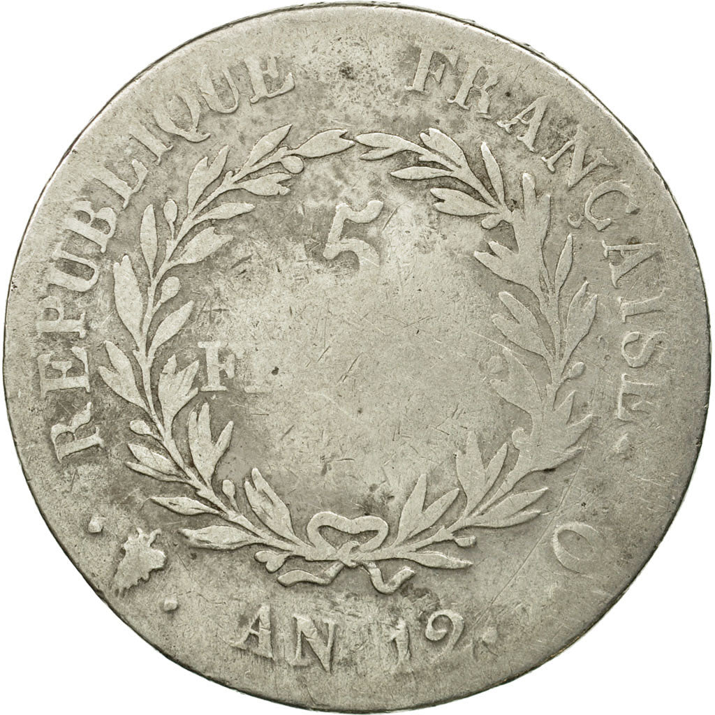 Coin, France, Napoléon I, 5 Francs, An 12 (1804), Perpignan, VG(8-10), Silver