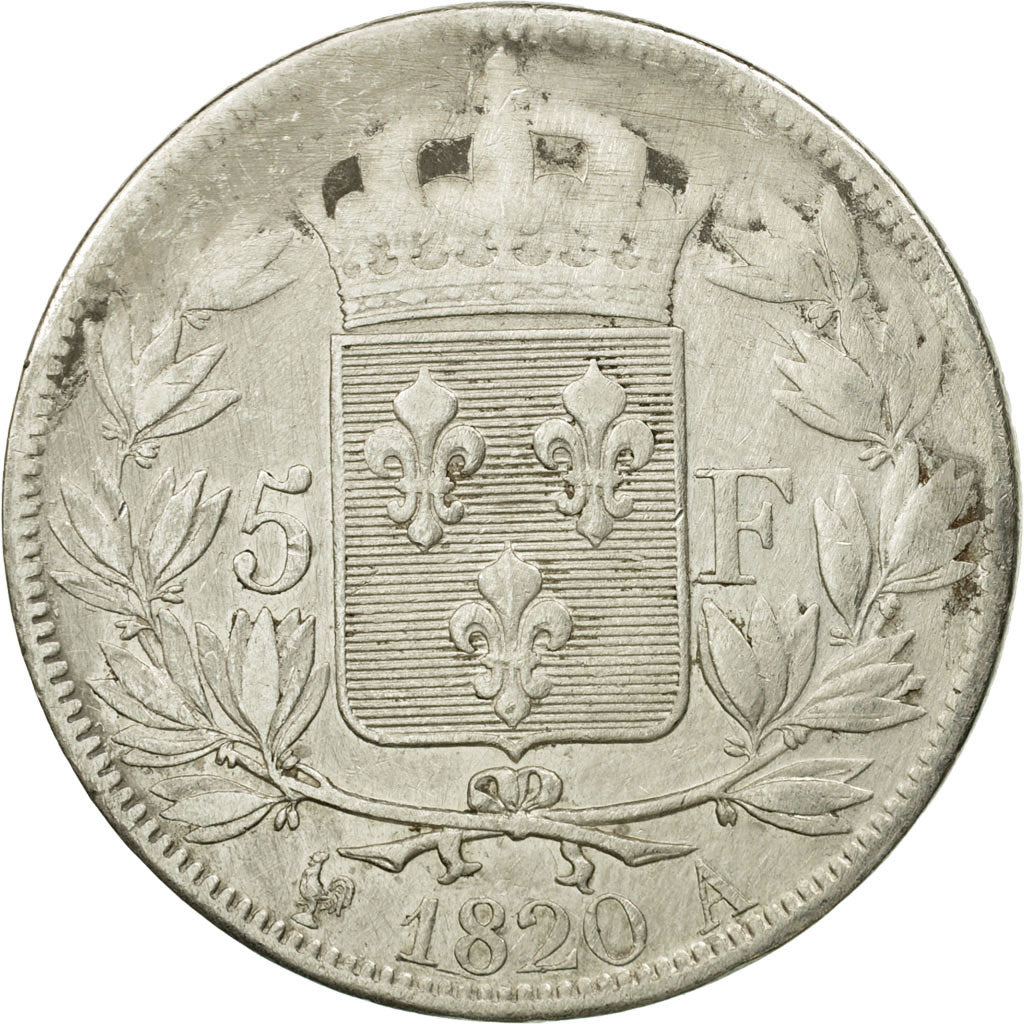 Monnaie, France, Louis XVIII, Louis XVIII, 5 Francs, 1820, Paris, TB+, Argent