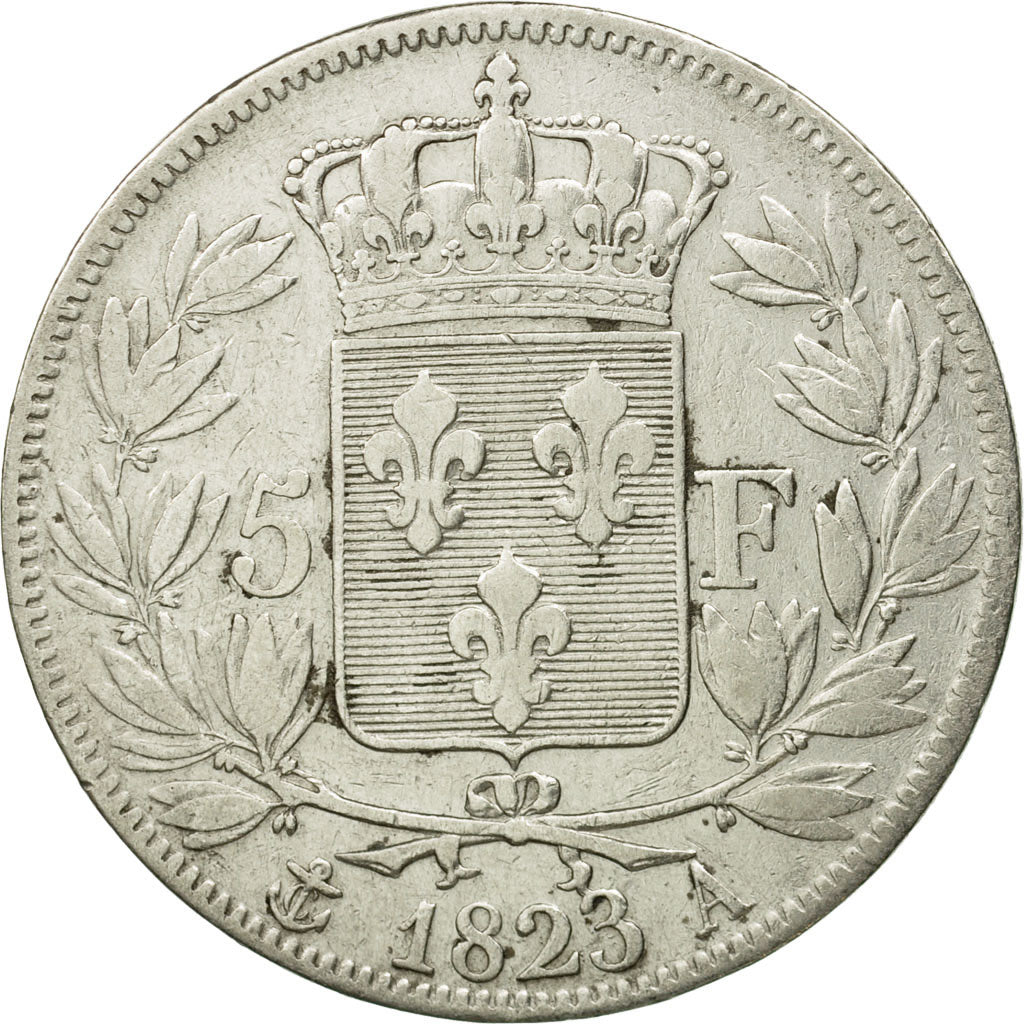 Monnaie, France, Louis XVIII, Louis XVIII, 5 Francs, 1823, Paris, TB+, Argent