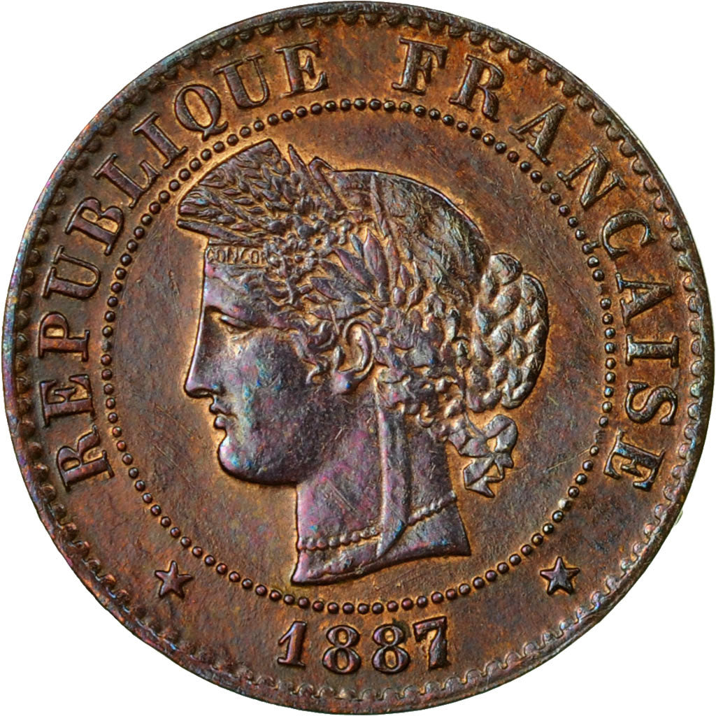 Moneta, Francja, Cérès, Centime, 1887, Paris, AU(55-58), Bronze, KM:826.1