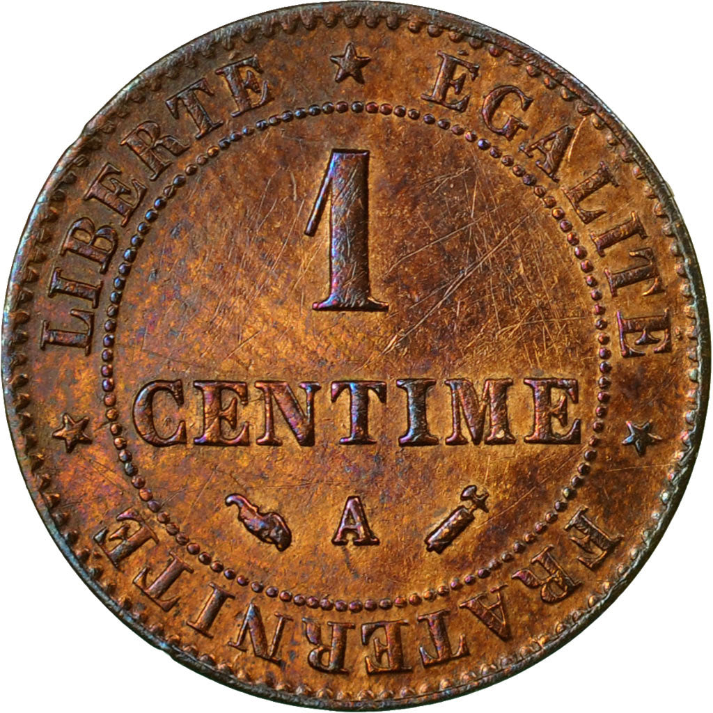 Moneta, Francja, Cérès, Centime, 1887, Paris, AU(55-58), Bronze, KM:826.1