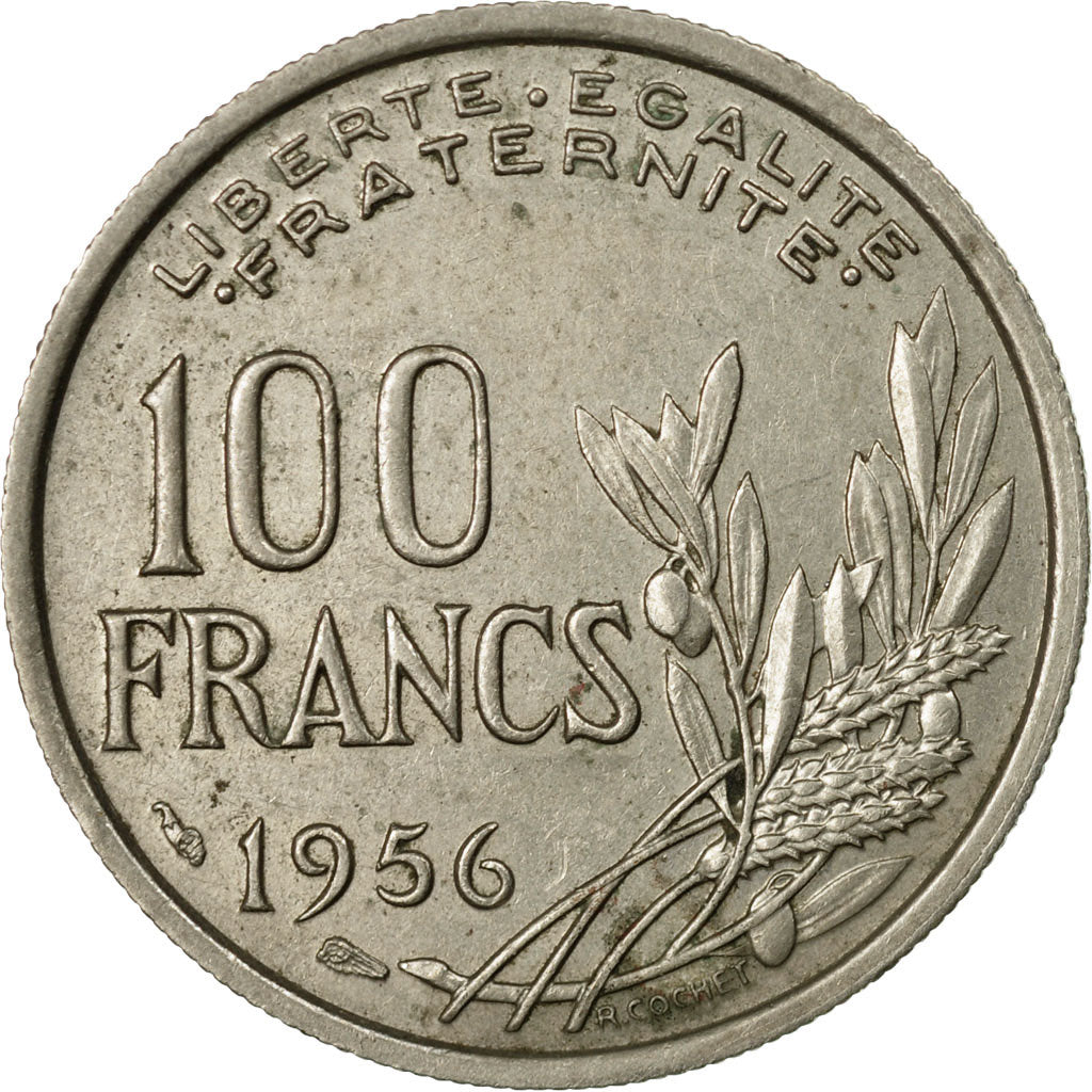 Moneta, Francia, Cochet, 100 Francs, 1956, MB+, Rame-nichel, KM:919.1, Le