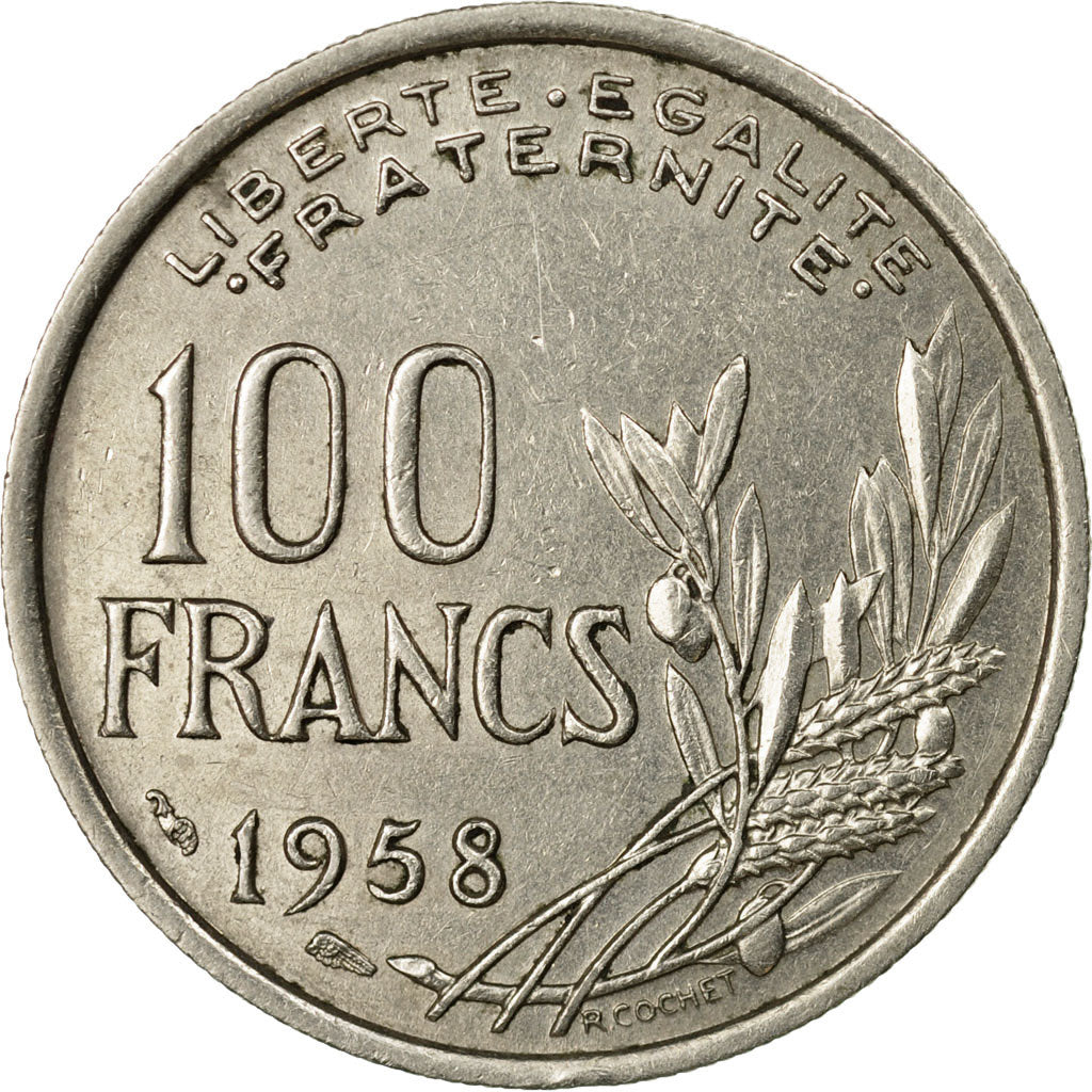 Coin, France, Cochet, 100 Francs, 1958, AU(50-53), Copper-nickel, KM:919.1, Le
